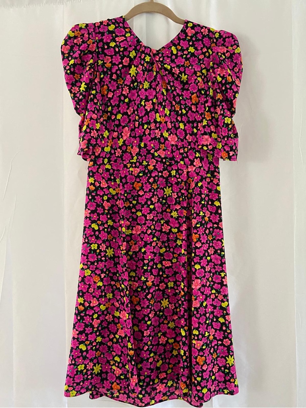 kate spade Black Dress with Pink & Neon Floral Print